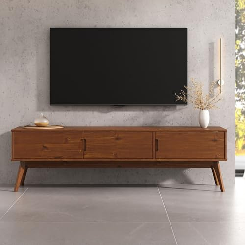 IDIMEX Tivoli Lowboard aus Massivholz, 180 cm Kastanie Finish- TV Lowboard mit großem Stauraum, Wohnzimmermöbel, Wohnzimmer Sideboard, TV Schrank, skandinavisches Design