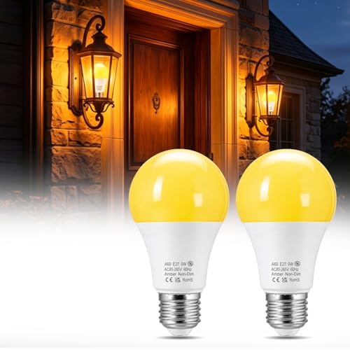 Bonlux E27 2000K Amber LED Edison Warmweiß Glühbirne Außenleuchten 2 Stück | A19 9W Ersetzt 60W Glühlampen, Nicht Dimmbar, E27 Lampe für Terrasse Hof Garten Deck Schlafzimmer