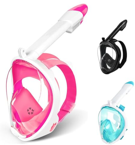 Snorkel Mask Full Face,180°view Snorkeling Gear with Panoramic Design-Compatible Sports Camera, Anti-fog, Anti-leak Technology for a Safe Adults and Kids Snorkeling Experience
