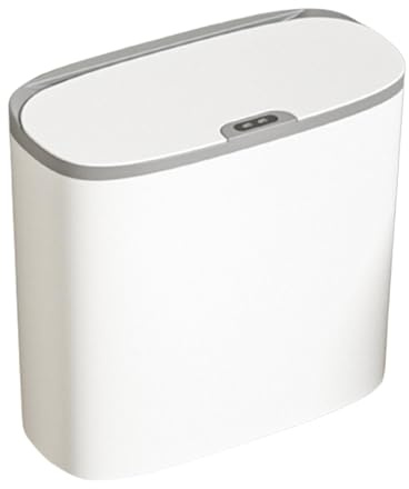 Amagogo Kitchen Trash Can Automatic Touchless Bin Rubbish Recycling Basket PP Material Sealed Lid Suitable for Home Office Bathroom Bedroom Living Roo, Gray White