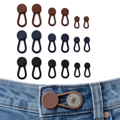 18 Pièces Extension Bouton Pantalon Réglable, Boutons d'Agrandissement Taille Sans Couture, Rallonge Ceinture Amovible pour Jean et Pantalon, Ajustement Confortable pour Hommes Femmes, Usage Quotidien