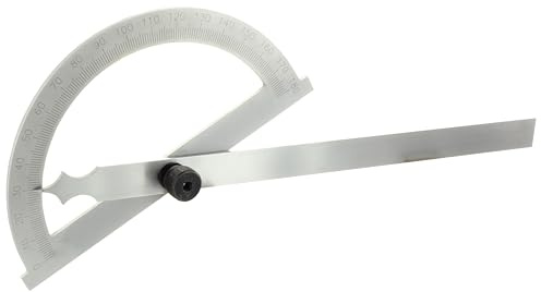hedue® Gradmesser 500 mm - Winkelmesser metall mit Messbereich 0-180°, Winkellehre aus mattverchromtem Stahl, Anreißwinkel