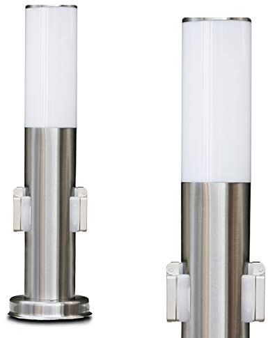 Caserta Lampada da Esterno Con 2 Prese - Moderna Con Base in Acciaio Inox, Luce da Sentiero 45 cm, da Giardino, E27, Illuminazione IP44, Senza Lampadina