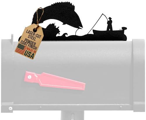 Innovative Fabricators, Inc. American Steel Fisherman in Boat Fishing Angling Mailbox Topper - Made in USA