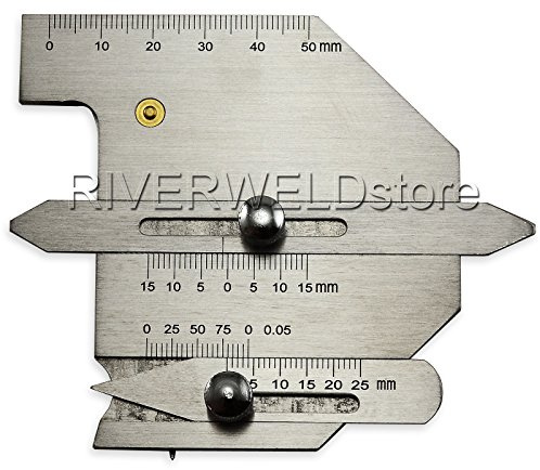 RIVERWELD HJC60 Calibro di saldatura multifunzione Ispezione Controlla Spessore della saldatura Altezza del cordone di saldatura Spazio tra i giunti di saldatura Angolo della scanalatura Segni metrici