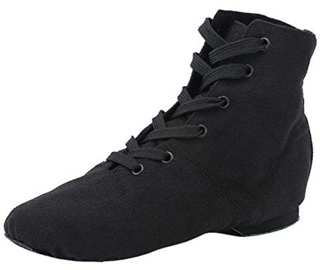 missfiona Jazz Tanzschuhe Damen Jazzschuh Tanzstiefel Segeltuch Ballsaal Tanz Flach(39 EU, Schwarz)