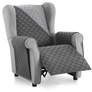 Textilhome Sofa Überzug MALU, Sofabezug 1-Sitzer (110 cm), Couch Überzug Gepolstert & Wende, Sofaschoner SofaÜberwurf Schutzdecke, Universell, Haustierfreundlich, Farbe Grau