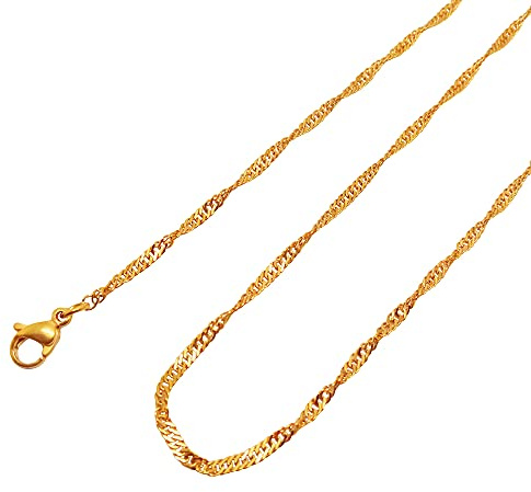 Ardeo Aurum Unisex Damen Herren Kette aus 375 Gold Gelbgold Singapurkette Halskette 1,2 mm Breite und 60 cm Länge mit Karabinerverschluss