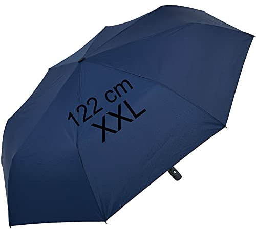 iX-brella Paraguas plegable XXL con apertura y cierre automático, clase completa, techo grande de 122 cm, azul, 122 cm, Paraguas plegable automático
