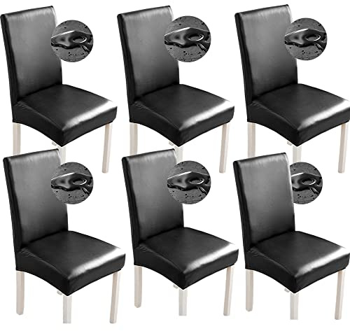 Wasserdichte Stuhlhussen 6er Set Stretch PU Stuhlbezug für Esszimmerstühle | Stuhlhussen, Stretch, Universell, Dekoration, hussen für stühle, Haus, Küche, Hotel, Restaurant, Bankett, Hochzeit, Party