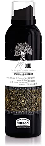 Helan M Oud - Shaving Foam for Men against Irritation and Redness, Gentle Emulsion Promotes Razor Smoothness on Skin - Emollient and Nourishing with Vitamin E and Linseed Oil - Made in Italy, 200 ml