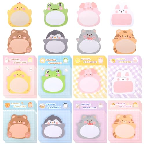 CRITIVE-SHOP 32PCS Cartoon Tier Notizzettel Sticky Notes Bunte Haftnotizen | Lustige Sticky Notes Set Selbstklebende, Niedlich Klebezettel Geformtes Memo, Notizzettel Klebend für Zuhause Büro Schule
