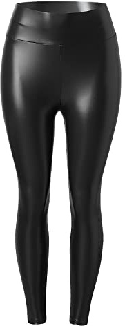 Pantalon Cuir Femme Grande Taille Fashion Leggings Simili Cuir Femme Taille Haute Sexy Pantalon Skinny Femme Extensible PU Chic Pas Cher Confortable Casual Sport