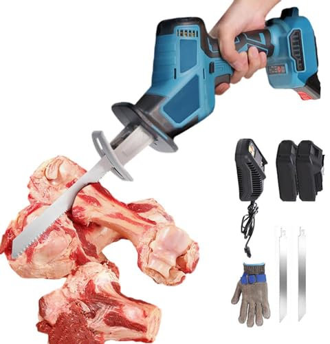 Scie à os portative, scie de boucher électrique pour maison commerciale, alimentée par batterie, machine de scie à os multifonctionnelle pour viande de porc congelée, côtes de poisson 2-Battery