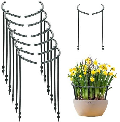 Prasacco 12 Stück Pflanzenstützen Set, 26 x 16 cm Pflanzen Stützring Runder Pflanzstützen Pflanzenkäfighalter Kunststoff Klettergerüst für Pflanzen Blumen Rosen Lilien Monsteras Hortensien Tomaten