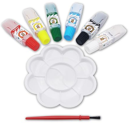 Leddy Living Children's First Tempera Painting Kit with Tubes of Paints, Mini Palette and Small Brush, Non-Toxic, Super Washable