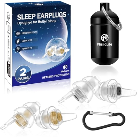 Naiicute öhrstöpsel schlaf 2 Paar, Gehörschutz Ohrenstöpsel gegen Schnarchen, Ohr-Stöpsel lärmreduzierung Noise Cancelling Silikon Sleep Ear Plugs für Schlafen Arbeiten Reisen, Erwachsene Kinder 12+