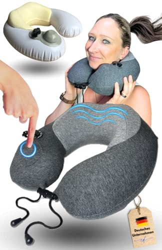 Clever Dreams Nackenkissen Flugzeug – 2-in-1 Reisekissen aufblasbar mit Memory-Foam, leicht & atmungsaktiv, verstellbares Travel Pillow