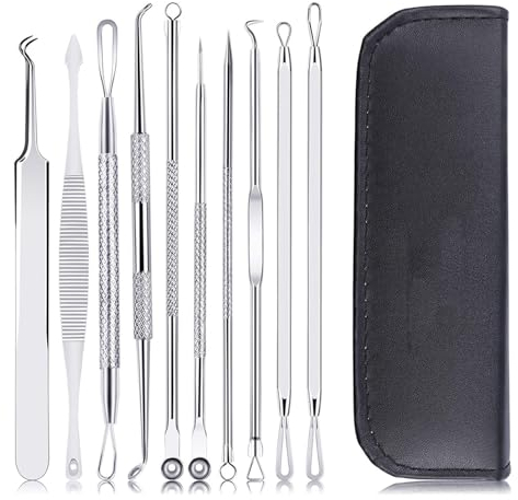 YPYMOD 10 PCS Blackhead Remover Tool Kit, Professional Stainless Steel Pimple Popper Comedone Extractor Tools for Quick and Easy Removal of Pimples, Blackheads, Zit Removing
