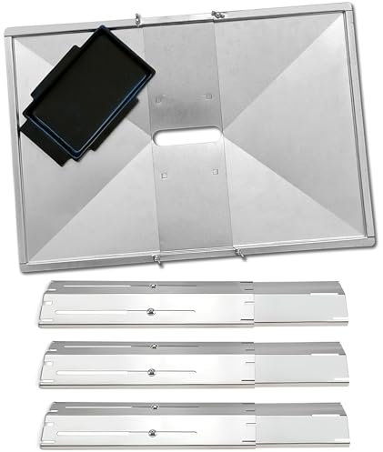 OUTDOOR BAZAAR Set of 3 Universal Adjustable Heat Plates and Grease Tray for 3 Burner Grills from Dyna Glo, Expert Grill, Brinkmann and Others (3-Pack Adjustable Heat Plates & Grease Tray (16-20))
