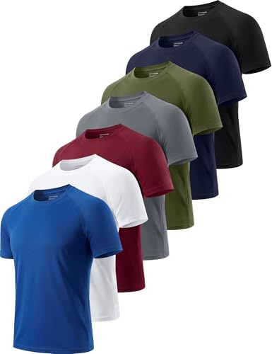 Cimic Träningströjor för män, 1-, 5- eller 7-pack, klassiska gymtröjor, snabbtorkande, fukttransporterande, sporttröjor, atletiska tröjor, kortärmade tröjor, 3XL
