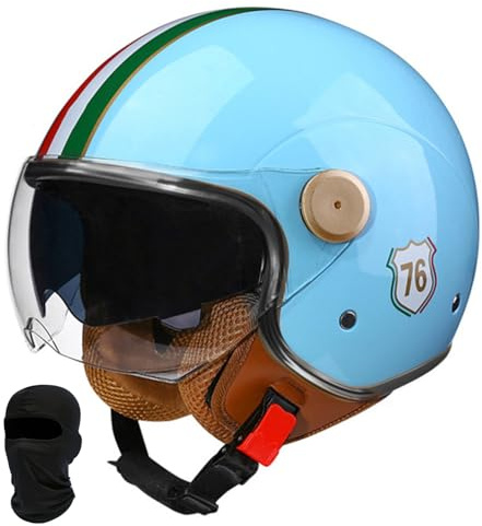 Beyswage 3/4 Rollerhelm Retro Motorrad Helm Jethelm Mit Doppelbrille Komfortfutter Chopper Helm Mit ECE Zulassung Motorradhelm Halbschale Für Erwachsener Herren Damen Vintage Motorradhelm