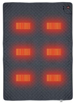 Miuxe Sac De Couchage Chauffante Double, Coussin Chauffant Électrique USB, Chauffage De Camping 4 Zones De Chauffage, Couverture Chauffante Portable par Temps Froid pour Intérieur Et Extérieur