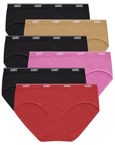 Hanes Women's Moves Hipster Underwear, 360° Flex Stretch Panties, Smooth & Seamless Hipsters, 6-Pack