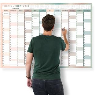 A1 Wall Planner 2026 Wall Calendar Large Jan to Dec Yearly Planner Full Year Planning Chart Academic Annual Poster for Student Family School Office Work Study 59.4x84.1cm(Folded)(1pc)(Multi)