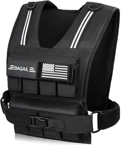 BAGAIL Weighted Vest for Strength Training, Removable Iron Weights, Adjustable Bust Size, Heavy Duty Fitness Vest for Man Woman, Ideal for Gym Workouts, Yoga Training and Aerobic Exercises
