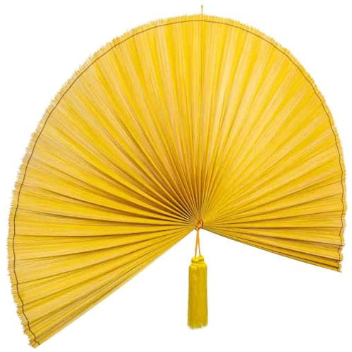 WANDERLUST DECO Palmito decoración de Pared de Madera de bambú y Tela Amarillo 145x75x2h cm