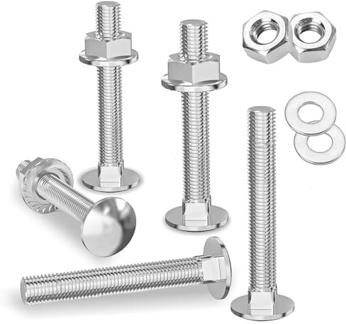 Viti a Testa Tonda, 25 Pezzi Viti a Testa Quadrata Semicircolare M6 x 40, Cilindrica con Dadi Flangiati Esagonali e Rondelle