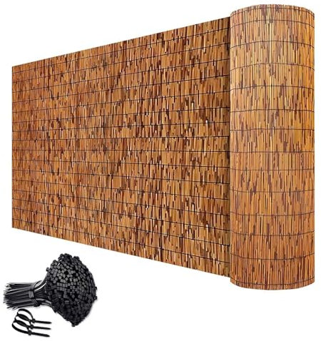 Recinzione in Canne Naturali Recinzioni Giardino bambù Schermo Privacy Decorativo Rotolo Stuoia Cannette Recinzione Traspirante Protezione Solare per Esterno Balcone Piscina