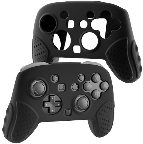 FUNDIARY Silicone Case for Nintendo Switch 2 Pro Controller, Shock-Absorption and Anti-Scratch Accessories for Switch 2 Pro with Soft Full Protective Skin and Comfortable Ergonomic Grip Design - Black