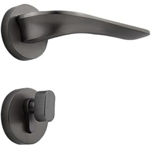 Serratura for porta della camera da letto in ottone serratura for porta silenziosa for interni maniglia for porta con serratura magnetica retrò francese dorata(Gray,Magnetic suction)