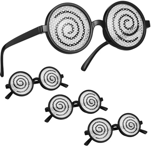 WATIIFUFU Partybrillen 4 Stück Rundes Kunststoff Party Requisiten Cosplay Brille Lustig Für Erwachsene Und Kinder Leichte Bühnenbrille Für Foto Karneval Und Fasching