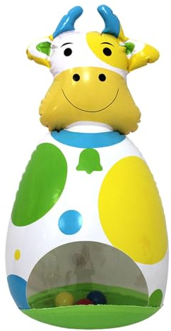 Animaux De La Ferme Gonflables,Figurine Oscillante 3D - Vache Gonflable Jeu Interactif pour Anniversaire Voyage Maison Fêtes Filles Jeu Éducatif