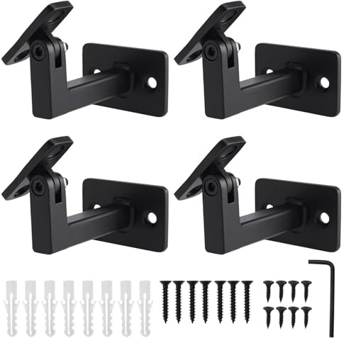 Yuyyurt 4 Pcs Adjustable Handrail Brackets, Stair Railing Brackets, Hand Rail Brackets for Stairs, Wall Mounted Brackets