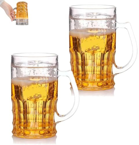 Bicchieri da birra finti da 400 ml, a doppio strato, realistici, con manici, per scherzi, a doppio strato, divertente, con soppalco, per Halloween, bar, bevande, scherzi (2)