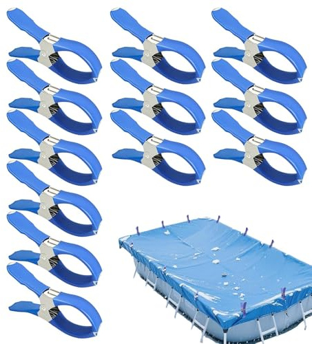 Clips de piscine, poignée anti-rayures en acier inoxydable, grande taille, coupe-vent, pour piscine, plage, jardin, jardin, pelouse, patio, terrasse, bâche, meubles d'hiver