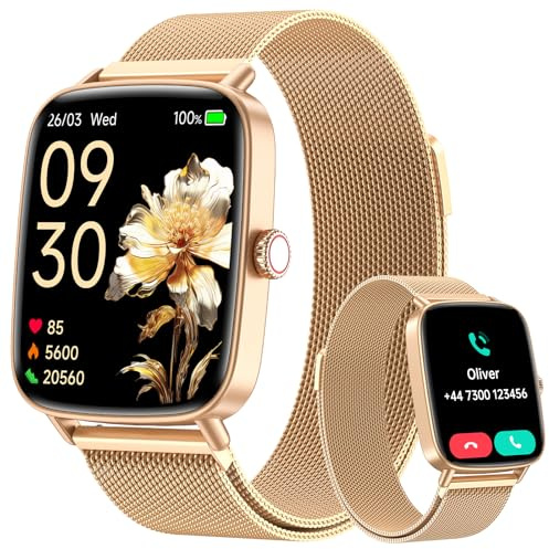 Smart Watch for Women (Answer/Make Calls), 1.85 HD Screen Fitness Watch with Bluetooth 5.3, Heart Rate/Sleep/SpO2 Monitor,110+ Sports Modes,IP68 Waterproof Smartwatch,Activity Tracker for Android iOS