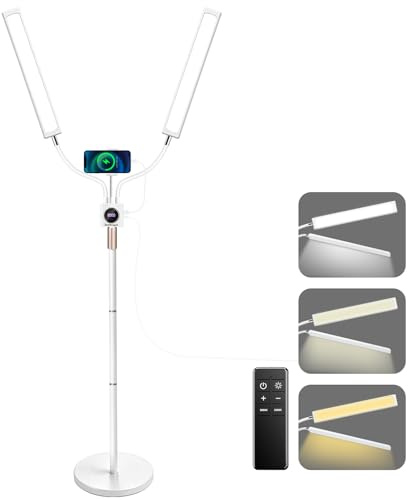 BeeMingle Wimpernlicht für Wimpernverlängerung LED-Bodenlampe mit 3 Farbtemperatur, Wimpernlampe Ästhetiker Licht für Tattoos, Nagel, Fotografie, verstellbare Helligkeitshöhe mit Telefonhalter