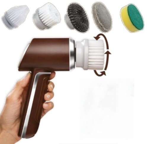 Kivivaka Brosse de nettoyage électrique avec 5 accessoires – Brosse à récurer sans fil rechargeable, batterie de 2000 mAh, 350 tr/min, pour salle de bain, carrelage, joints, surfaces de cuisine