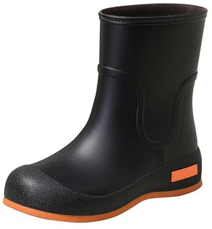 Generisch Stivali in gomma da donna, estivi, impermeabili, antiscivolo, resistenti all'usura, con gambo medio, scarpe da giardino per attività all'aperto, lavoro, pesca, giardinaggio, Nero , 37 EU