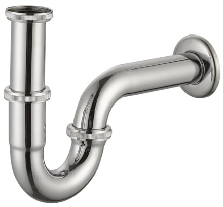 Siphon tube anti-odeur pour lavabo en acier inoxydable chromé 1 1/4'' x 32MM