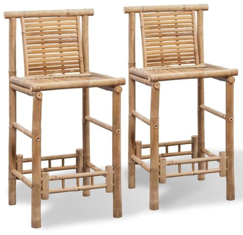 vidaXL 2x Barstol Barpall Barstolar Matstol Restaurangmöbel Barmöbel Köksstol Stolar Stol Pubstolar Pubstol Pubmöbel Högstol Trästol Bambu