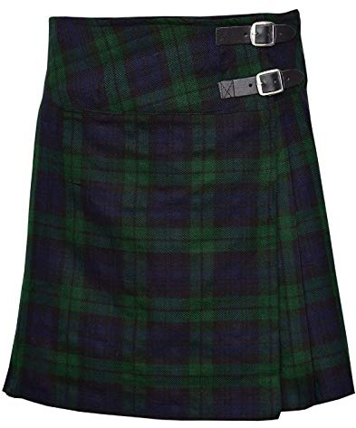 SHYNE KILTS U.K Donna Lunghezza al Ginocchio Gonna Gonnellino Kilt 20 Lunghezza Scozzese Pieghe Kilt - Orologio Nero - Orologio Nero, 20
