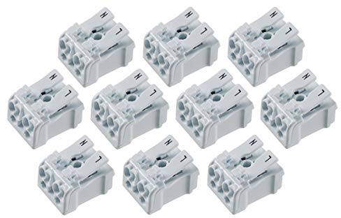 Lüsterklemme mit Hebel 2-polig 10 Stück - für 0,5 bis 2,5mm² Kabel zum verdrahten von Leuchten 1x 10er Pack