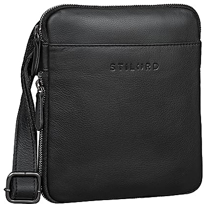 STILORD Carson Kleine Herren Leder Tasche zum Umhängen Vintage Messenger Bag Herrenhandtasche Moderne Leder Schultertasche für Männer Echtes Leder Farbe:mittel - braun