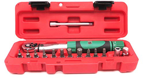HIOD Vélo Clé Dynamométrique Lecteur 1/4 Pouce Outil de Réparation de Vélo de Montagne et de Route 2-24nm Comprend Une Douille Allen & Torx Une BoîTe à Outils